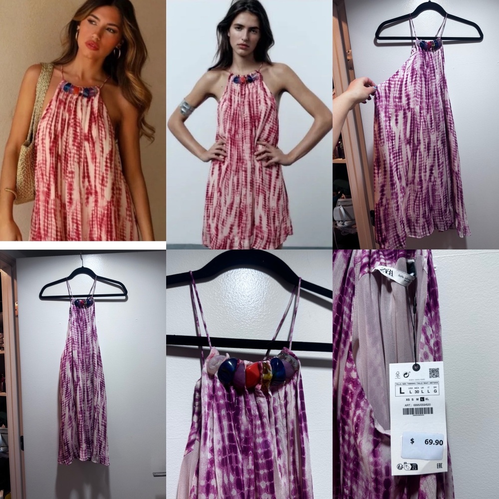 Zara tie dye dress with stone detail